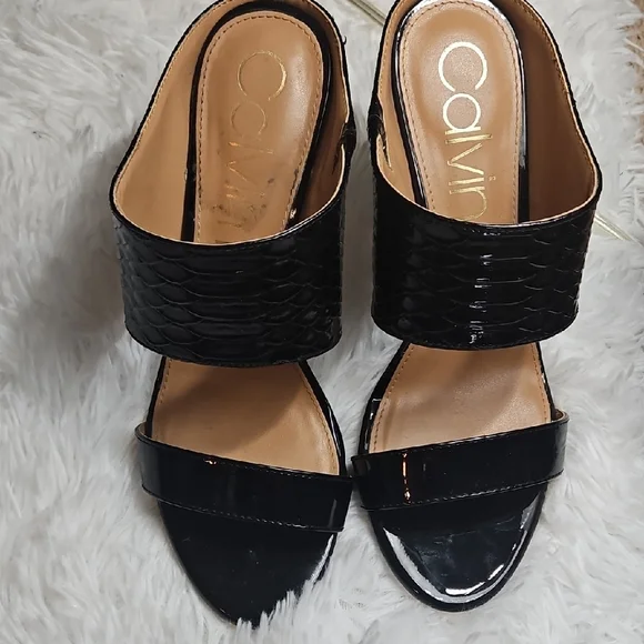 Calvin Klein Black Patent Mules - Picture 4 of 5